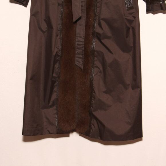 Vintage 80s Faux Fur Trimmed Belted Coat with Liner - Picture 4 of 15